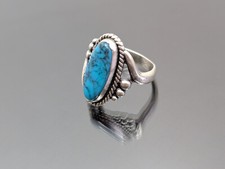 Rare Dainty Vtg Fred Harvey Era Bell Trading Post Sterling Silver Turquoise Ring - Additional view 4