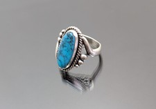 Rare Dainty Vtg Fred Harvey Era Bell Trading Post Sterling Silver Turquoise Ring - Additional view 5