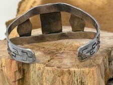 Vintage Navajo Fred Harvey Era, Sterling Green Turquoise Stamped Cuff--2793.25 - Additional view 4