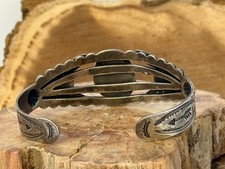 Vintage Bell Trading Fred Harvey Era Sterling Turquoise Stamped Cuff--2794.25 - Additional view 4