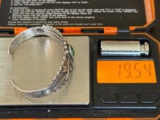 Vintage Navajo Fred Harvey Era Sterling Green Turquoise Stamped Cuff--2795.25 - Additional view 7