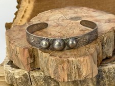 Vintage Navajo Fred Harvey Era Sterling Silver Stamped Cuff--2796.25 - Additional view 1