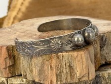 Vintage Navajo Fred Harvey Era Sterling Silver Stamped Cuff--2796.25 - Additional view 2