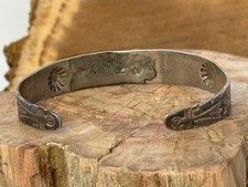 Vintage Navajo Fred Harvey Era Sterling Silver Stamped Cuff--2796.25 - Additional view 4