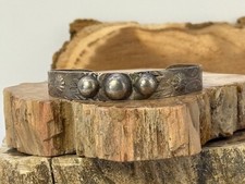 Vintage Navajo Fred Harvey Era Sterling Silver Stamped Cuff--2796.25