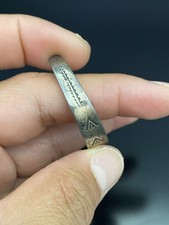 Fred Harvey Era Sterling Silver Hand Stamped VTG Navajo Turquoise Cuff Bracelet - Additional view 1