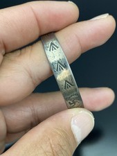 Fred Harvey Era Sterling Silver Hand Stamped VTG Navajo Turquoise Cuff Bracelet - Additional view 2