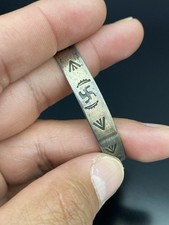 Fred Harvey Era Sterling Silver Hand Stamped VTG Navajo Turquoise Cuff Bracelet - Additional view 3
