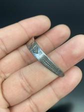 Fred Harvey Era Sterling Silver Hand Stamped VTG Navajo Turquoise Cuff Bracelet - Additional view 5