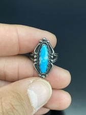 Fred Harvey Era Native American Sterling Silver .925 Turquoise VTG Navajo Ring - Additional view 1