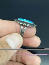 Fred Harvey Era Native American Sterling Silver .925 Turquoise VTG Navajo Ring - Additional view 2