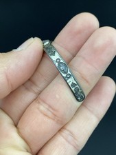 Fred Harvey Era Sterling Silver VTG Hand Stamped Navajo Turquoise Cuff Bracelet - Additional view 1