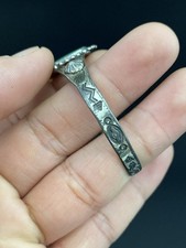 Fred Harvey Era Sterling Silver VTG Hand Stamped Navajo Turquoise Cuff Bracelet - Additional view 2