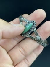 Fred Harvey Era Sterling Silver VTG Hand Stamped Navajo Turquoise Cuff Bracelet - Additional view 4