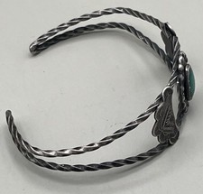 Navajo Fred Harvey Era Sterling Cuff Bracelet Turquoise stone Stamped Sterling - Additional view 1