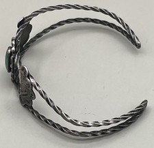 Navajo Fred Harvey Era Sterling Cuff Bracelet Turquoise stone Stamped Sterling - Additional view 3