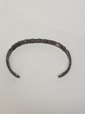 Antique Fred Harvey Era Blackened Tarnish Native Sterling Silver Cuff Bracelet - Additional view 3