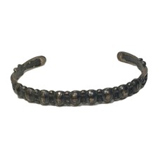 Antique Fred Harvey Era Blackened Tarnish Native Sterling Silver Cuff Bracelet