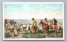 C.1930 FRED HARVEY NATIVE AMERICAN FIRST SANTA FE TRAIN, UNUSED Postcard P13