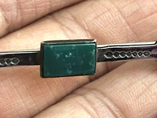 Vintage Navajo Arrow Stamped Silver Brooch Pin Fred Harvey Era Green Tourquoise - Additional view 1