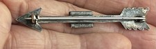 Vintage Navajo Arrow Stamped Silver Brooch Pin Fred Harvey Era Green Tourquoise - Additional view 4