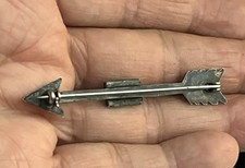 Vintage Navajo Arrow Stamped Silver Brooch Pin Fred Harvey Era Green Tourquoise - Additional view 5