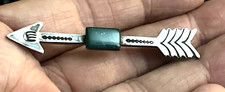 Vintage Navajo Arrow Stamped Silver Brooch Pin Fred Harvey Era Green Tourquoise