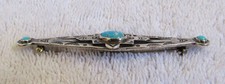 Antique Navajo Indian Fred Harvey Era Sterling Silver & Turquoise Stone Pin - Additional view 1