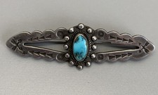 Fred Harvey Era Spider Web Turquoise & Sterling Silver Bar Pin - Additional view 1