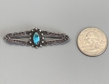 Fred Harvey Era Spider Web Turquoise & Sterling Silver Bar Pin - Additional view 7
