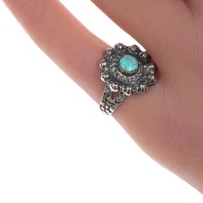 sz5.75 Fred Harvey Era Sterling and spiderweb turquoise ring - Additional view 2