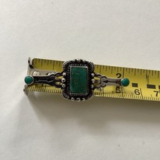 VTG Native American Sterling Silver Turquoise Fred Harvey Era Bar Brooch Pin - Additional view 9