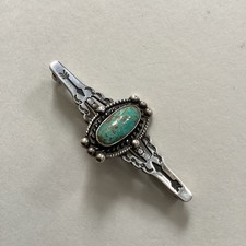 VTG Native American Sterling Silver Turquoise Fred Harvey Era Bar Brooch Pin - Additional view 2