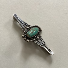 VTG Native American Sterling Silver Turquoise Fred Harvey Era Bar Brooch Pin - Additional view 3