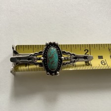 VTG Native American Sterling Silver Turquoise Fred Harvey Era Bar Brooch Pin - Additional view 6