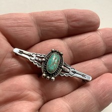 VTG Native American Sterling Silver Turquoise Fred Harvey Era Bar Brooch Pin - Additional view 8
