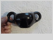 vintage black Santa Clara pottery with Fred Harvey label 5.5