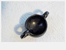 vintage black Santa Clara pottery with Fred Harvey label 5.5