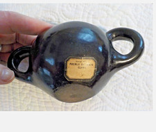 vintage black Santa Clara pottery with Fred Harvey label 5.5