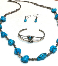 🔥Native American 1950’s Fred Harvey 925 Silver Kingman Turquoise Eagle Lot - Additional view 1