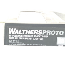 Walthers Proto HO #920-14451 85’ P-S 36 Seat Diner - BNSF #11 Fred Harvey NIB - Additional view 1