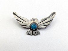 Vtg Handmade Navajo Fred Harvey Era Sterling Silver Thunderbird Turquoise Brooch - Additional view 3