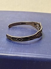 Vintage 40s Fred Harvey Era Thunderbird Sterling Turquoise Arrow Stamp Bracelet - Additional view 4