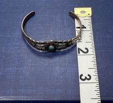 Vintage 40s Fred Harvey Era Thunderbird Sterling Turquoise Arrow Stamp Bracelet - Additional view 10