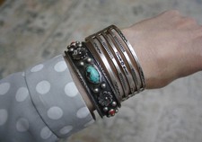 Vintage Fred Harvey Era Native American Sterling Silver Cuff Bracelet Size 7 - Additional view 2