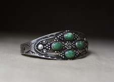Vintage Fred Harvey Era Navajo Sterling Silver Turquoise Cuff Bracelet Size 6.75 - Additional view 4