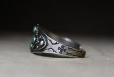 Vintage Fred Harvey Era Navajo Sterling Silver Turquoise Cuff Bracelet Size 6.75 - Additional view 7