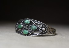 Vintage Fred Harvey Era Navajo Sterling Silver Turquoise Cuff Bracelet Size 6.75 - Additional view 8