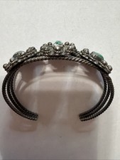 Vintage Navajo Coin silver Turquoise Bracelet E2 - Additional view 4