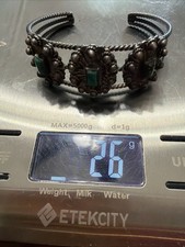 Vintage Navajo Coin silver Turquoise Bracelet E2 - Additional view 5